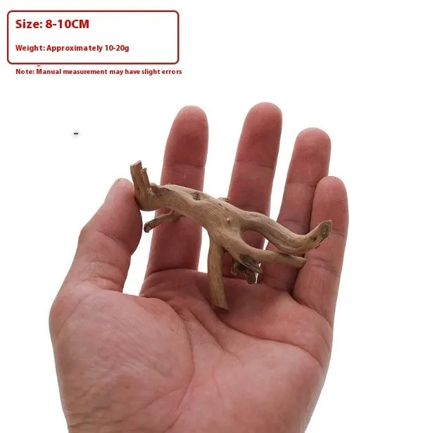 Small natural wood Xiaoqi root ornament for aquarium hardscaping on a white background.