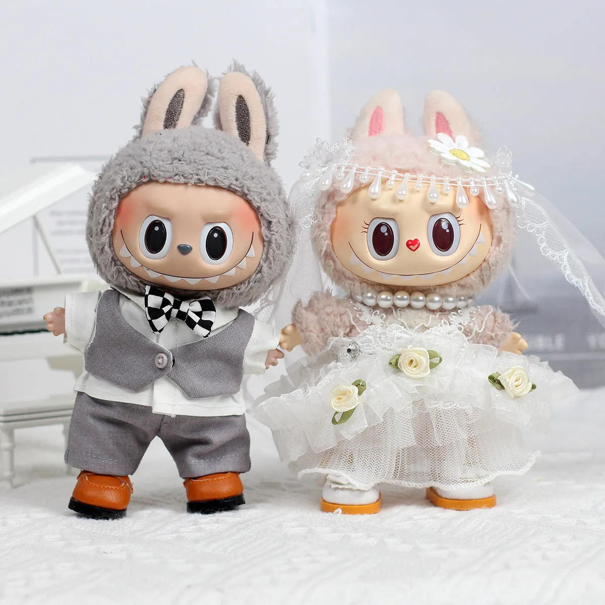 Vinyl pendant doll dress wedding Mr Vest style for 17cm Ragdoll car curtain doll clothes