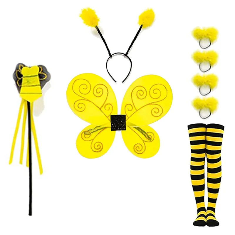Childrens bee insect wings tutu skirt and magic wand set for Halloween carnival costume role play