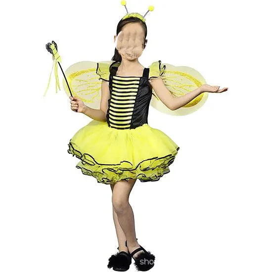 Childrens bee insect wings tutu skirt and magic wand set for Halloween carnival costume role play