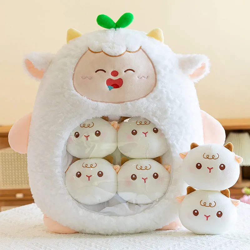 Cartoon snack bag pillow doll plush toy 45cm soft plush cushion pink capybara colour