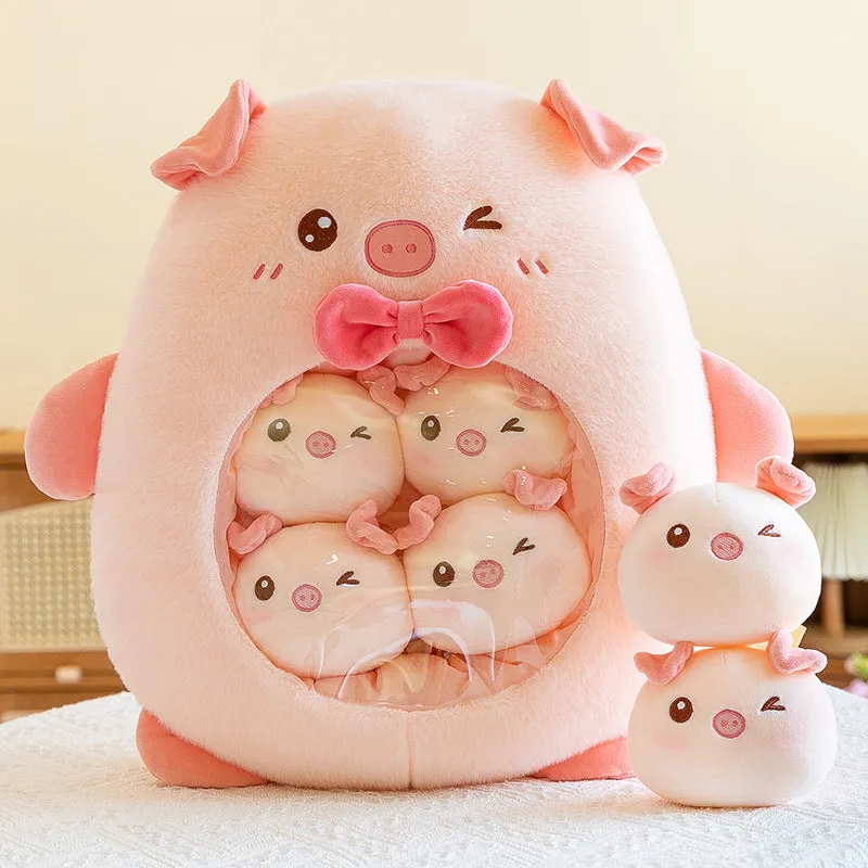 Cartoon snack bag pillow doll plush toy 45cm soft plush cushion pink capybara colour