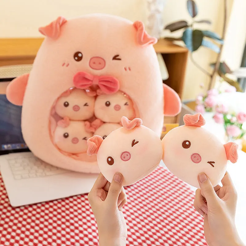 Cartoon snack bag pillow doll plush toy 45cm soft plush cushion pink capybara colour