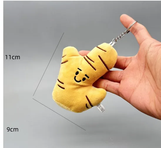 Funny Vegetable Series plush keychain with onion garlic and broccoli pendant in super soft short plush