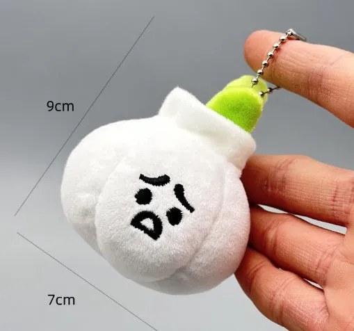 Funny Vegetable Series plush keychain with onion garlic and broccoli pendant in super soft short plush