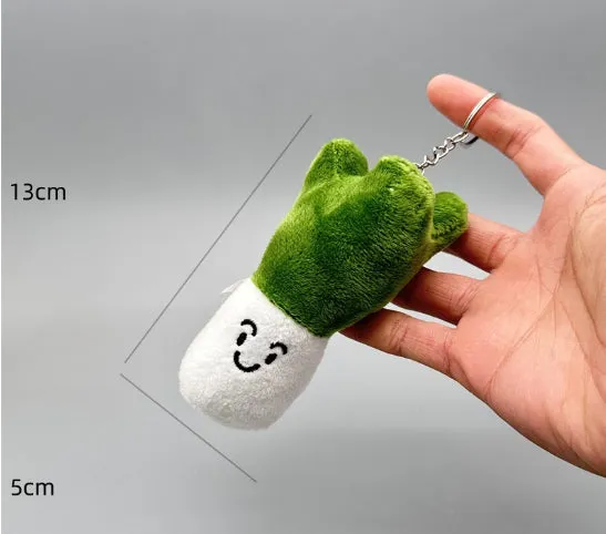 Funny Vegetable Series plush keychain with onion garlic and broccoli pendant in super soft short plush
