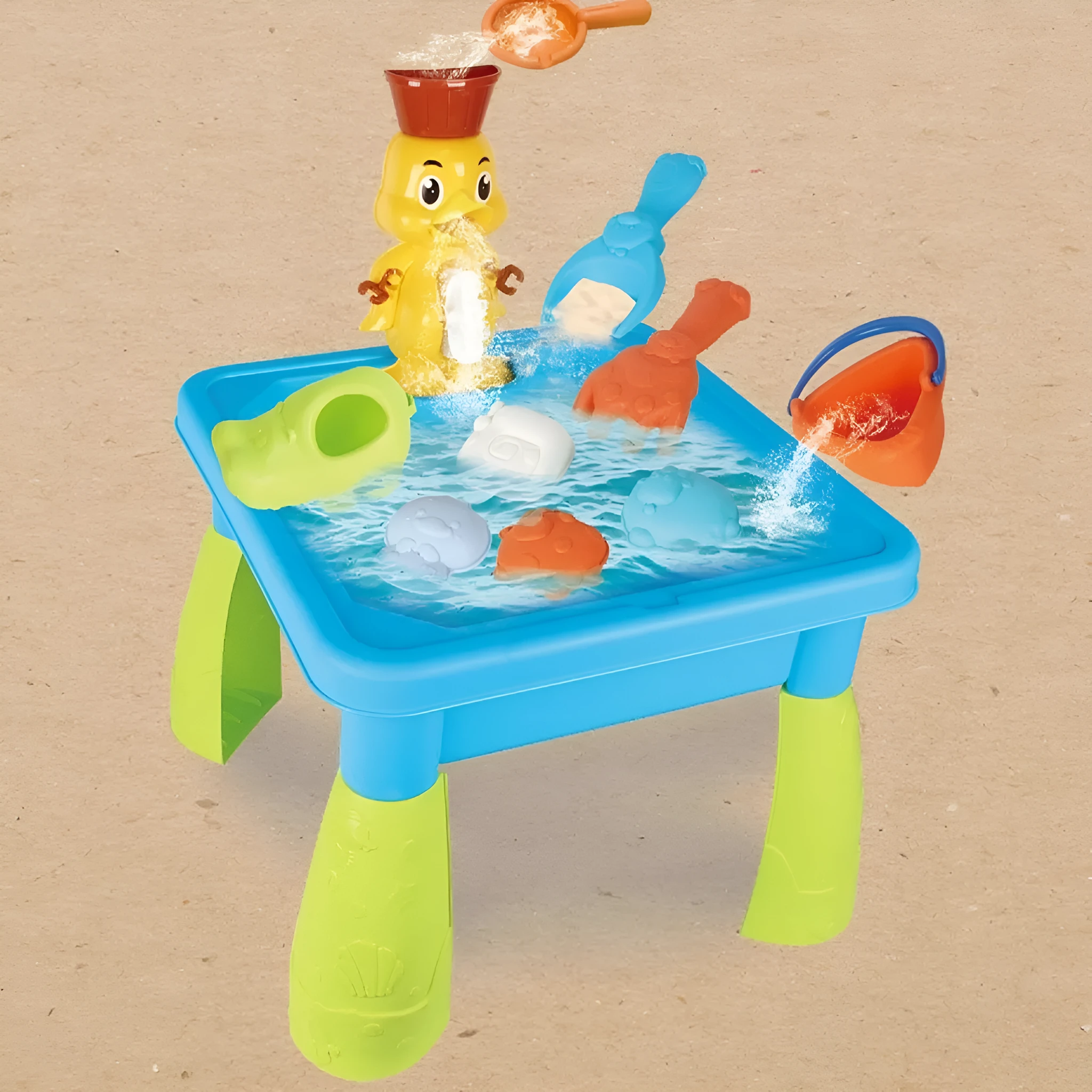 Children's plastic beach table sand pit toys set with sand and water play components