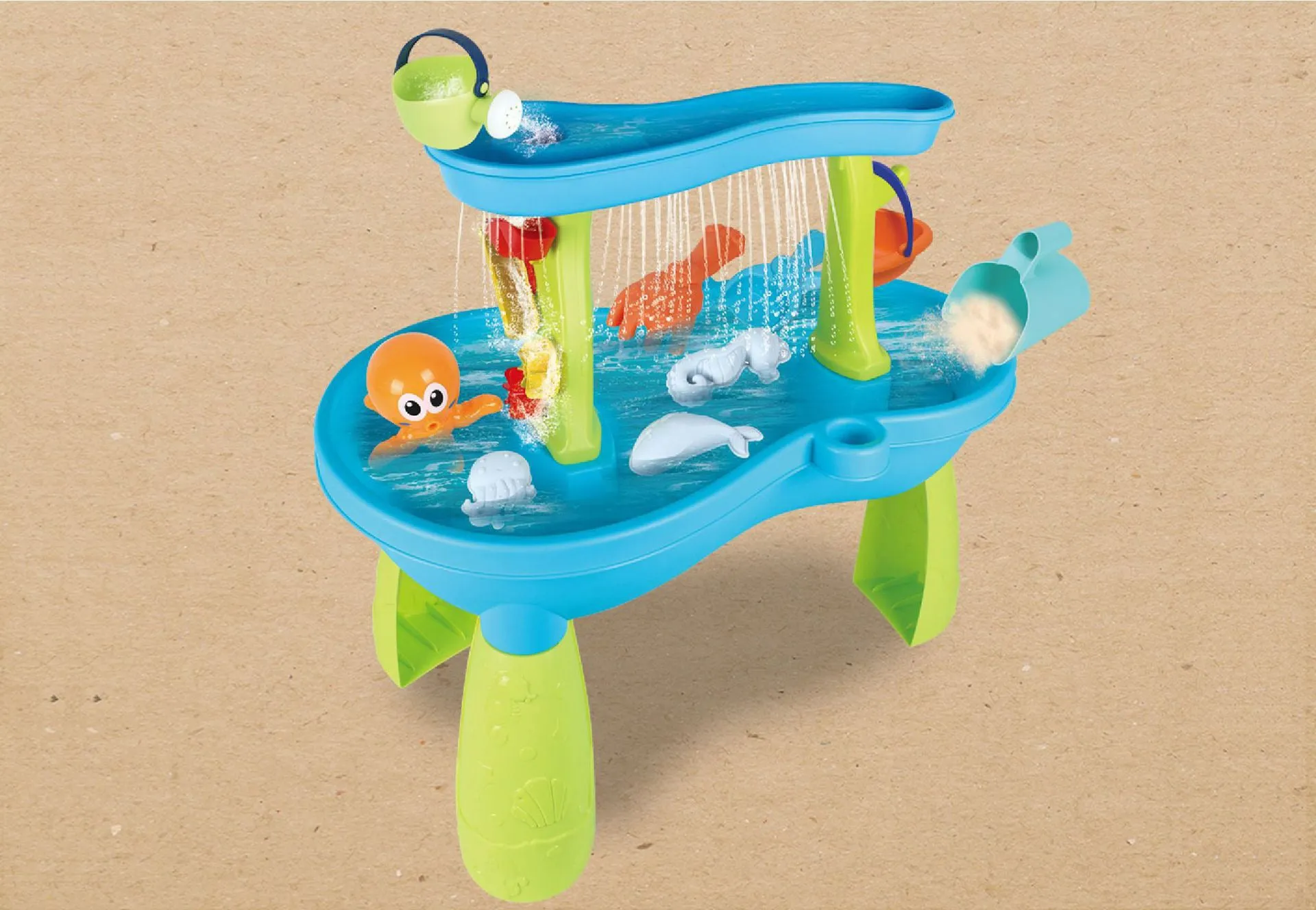 Children's plastic beach table sand pit toys set with sand and water play components