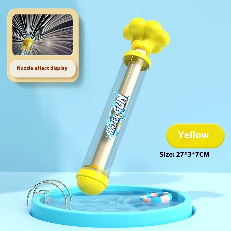 Plastic pull-out children's toy water pistol 27cm single tube water monitor in blue fireworks shape