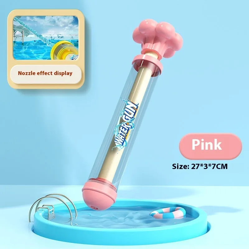 Plastic pull-out children's toy water pistol 27cm single tube water monitor in blue fireworks shape