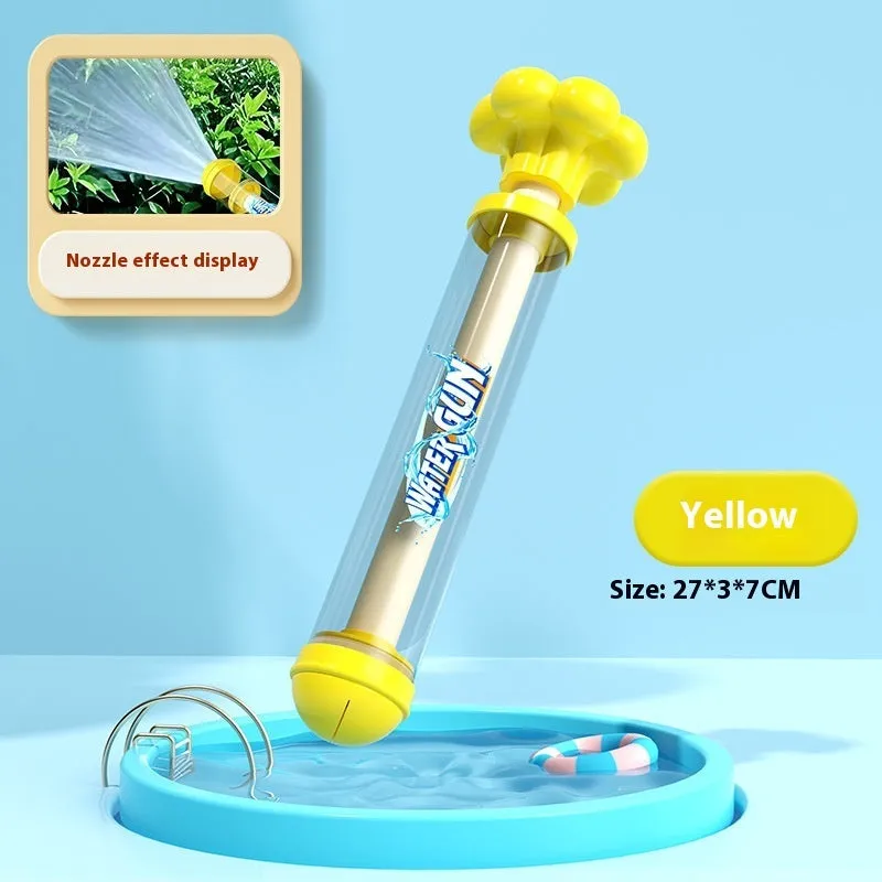 Plastic pull-out children's toy water pistol 27cm single tube water monitor in blue fireworks shape