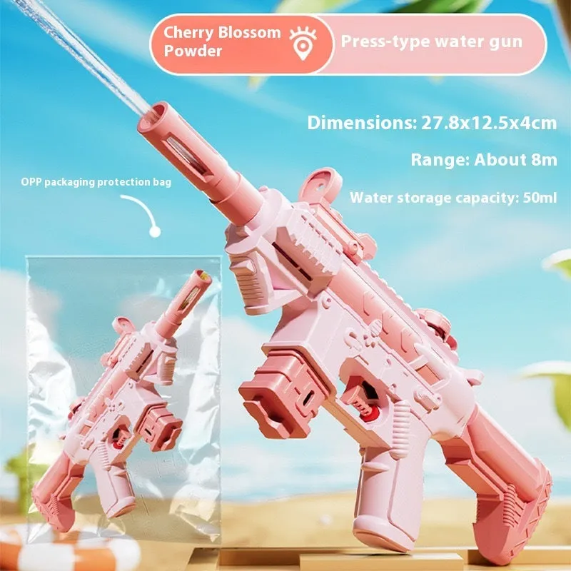 Plastic pull-out children's toy water pistol 27cm single tube water monitor in blue fireworks shape