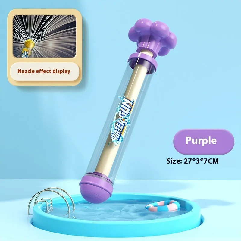 Plastic pull-out children's toy water pistol 27cm single tube water monitor in blue fireworks shape