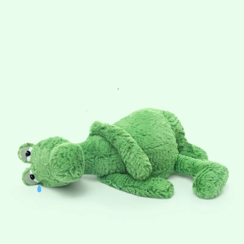 Green Crocodile John plush toy sleeping pillow for doll with long fur, sitting height about 29cm