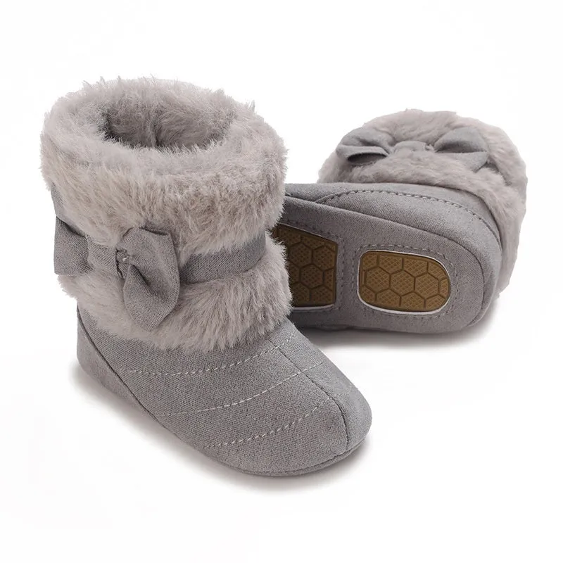 Baby girl soft sole winter shoes cotton cloth low top oversleeve grey pink red black dark brown