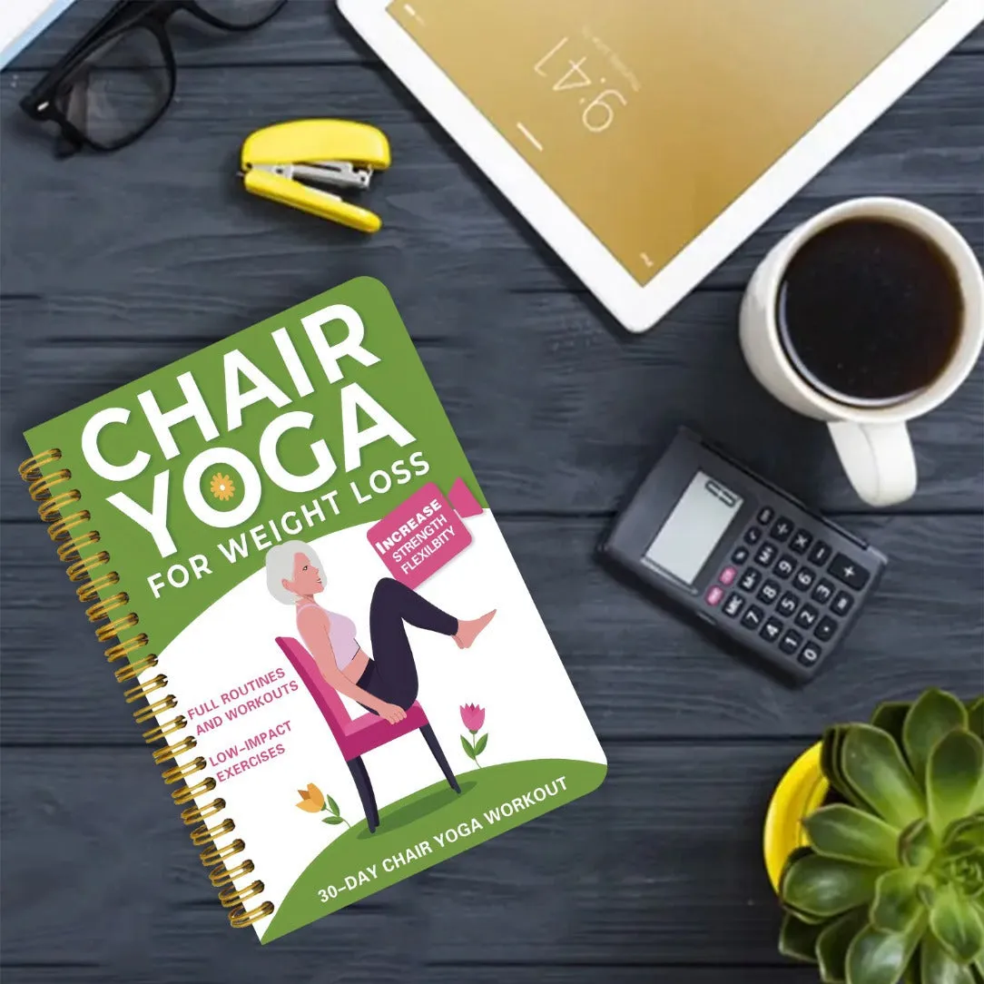 Green coil-bound 30-day yoga training notebook open to daily plan page