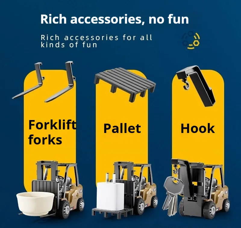 Alloy remote control mini forklift at 1:64 scale for desktop play