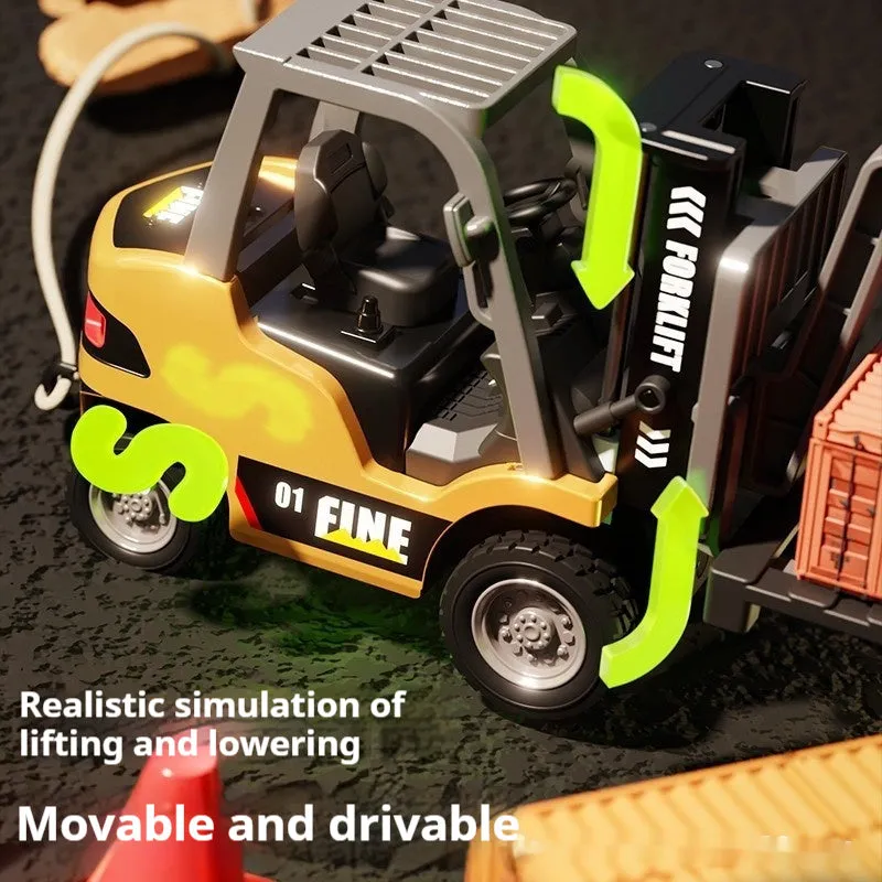 Alloy remote control mini forklift at 1:64 scale for desktop play