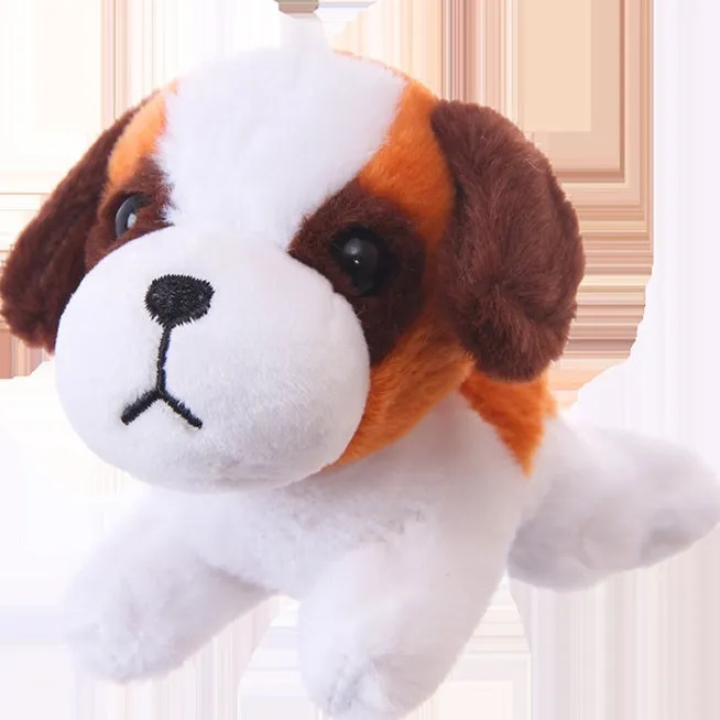 Simulation puppy plush toy pendant 10cm faux fur in light gray colour with net pocket packaging