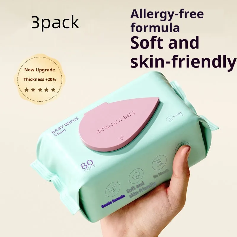 Baby wet wipes 80 sheets pumping bag for hand mouth bottom cleaning
