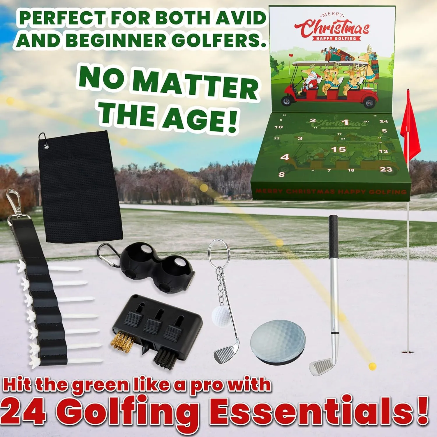 Golf Advent Calendar 2 men's adult Christmas box with plastic toy set in Golf Blind Box colour