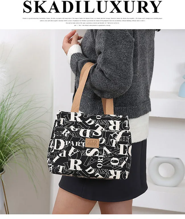 Women's large printed canvas tote bag in a choice of floral and cat designs