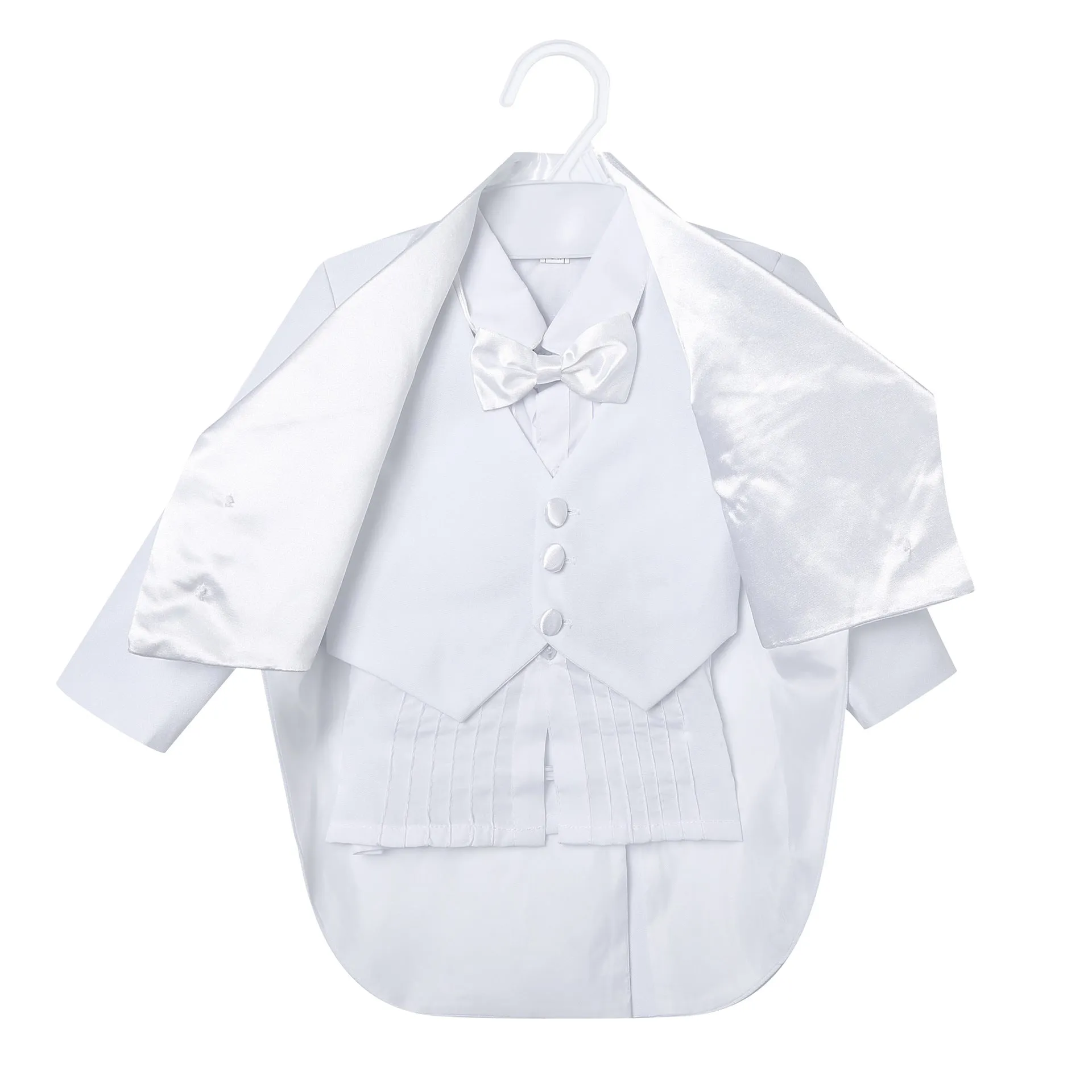 Boys spring summer dress suit set with shirt and pants in white solid colour viscose fabric