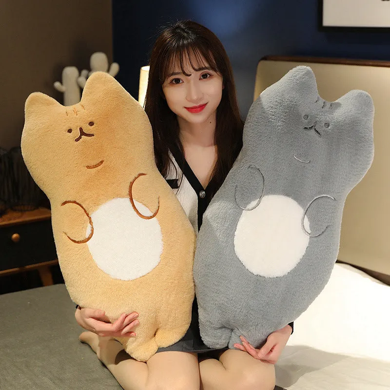 Cute cartoon cat pillow plush toy in 70cm size, standing cat design in yellow