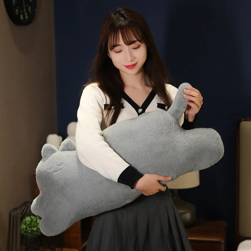Cute cartoon cat pillow plush toy in 70cm size, standing cat design in yellow