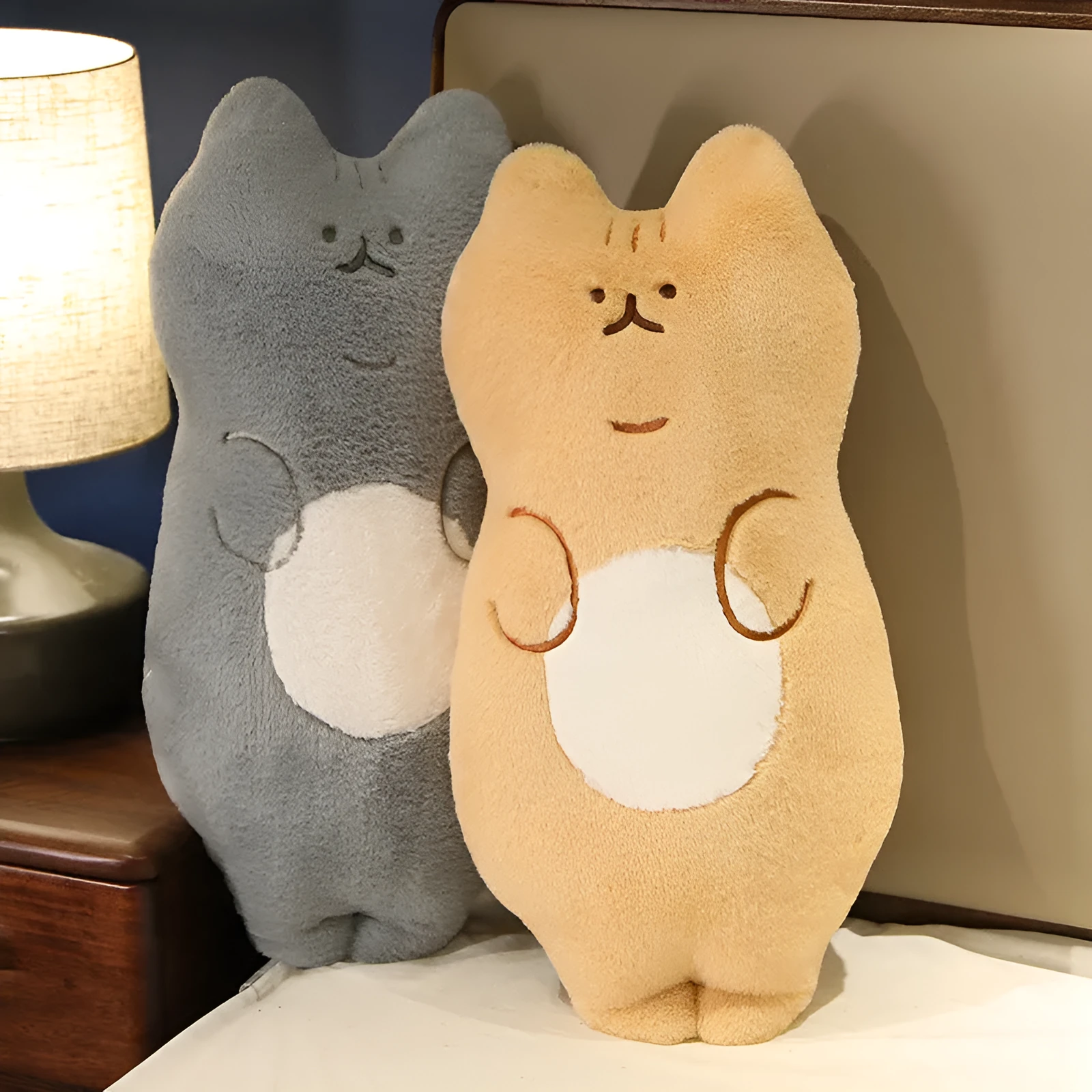 Cute cartoon cat pillow plush toy in 70cm size, standing cat design in yellow