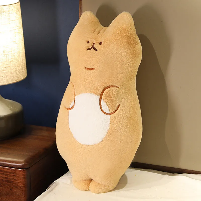 Cute cartoon cat pillow plush toy in 70cm size, standing cat design in yellow