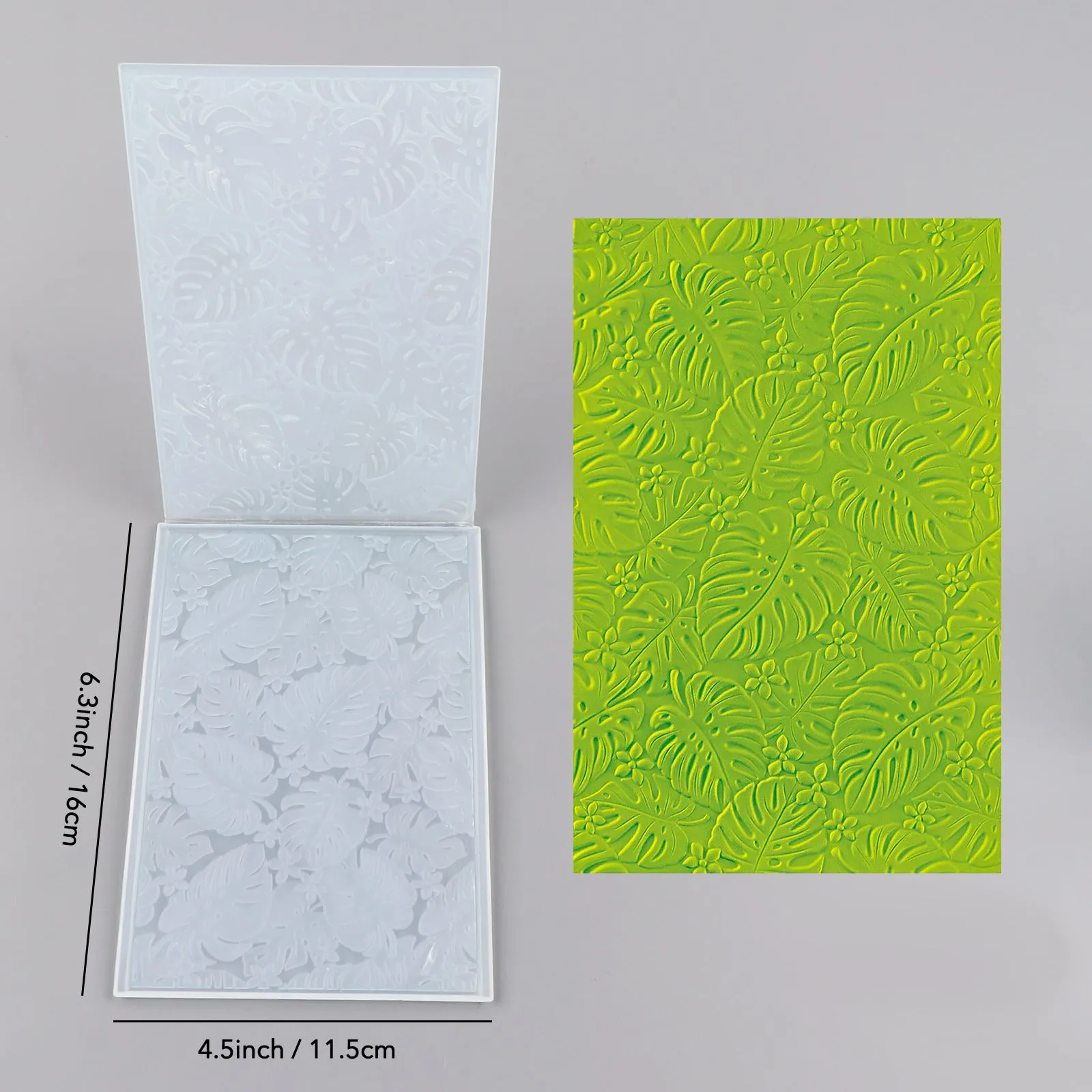 Plastic concave-convex embossing template, 11.5 x 16 cm, in colour AT0110, with raised and recessed pattern for DIY crafting