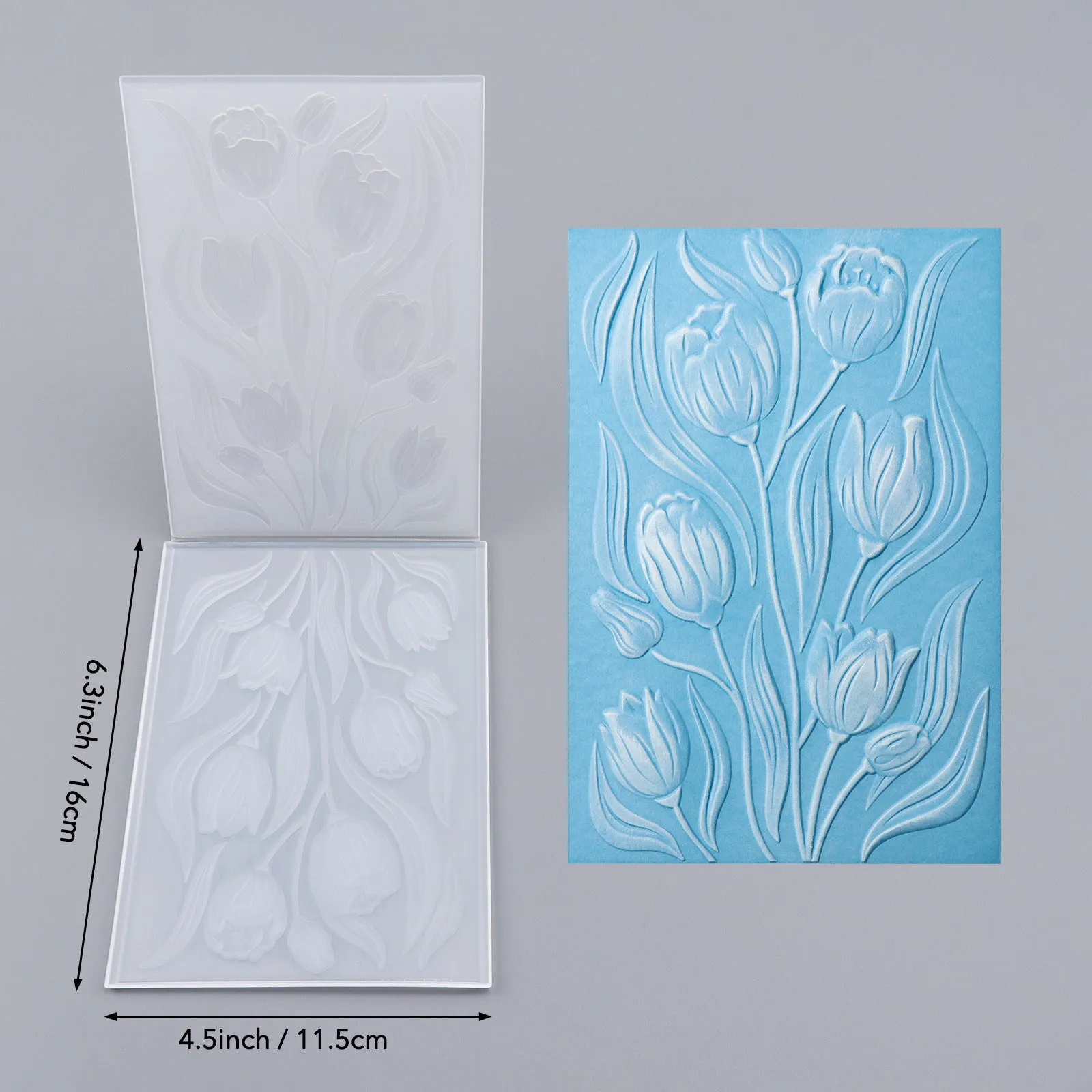 Plastic concave-convex embossing template, 11.5 x 16 cm, in colour AT0110, with raised and recessed pattern for DIY crafting