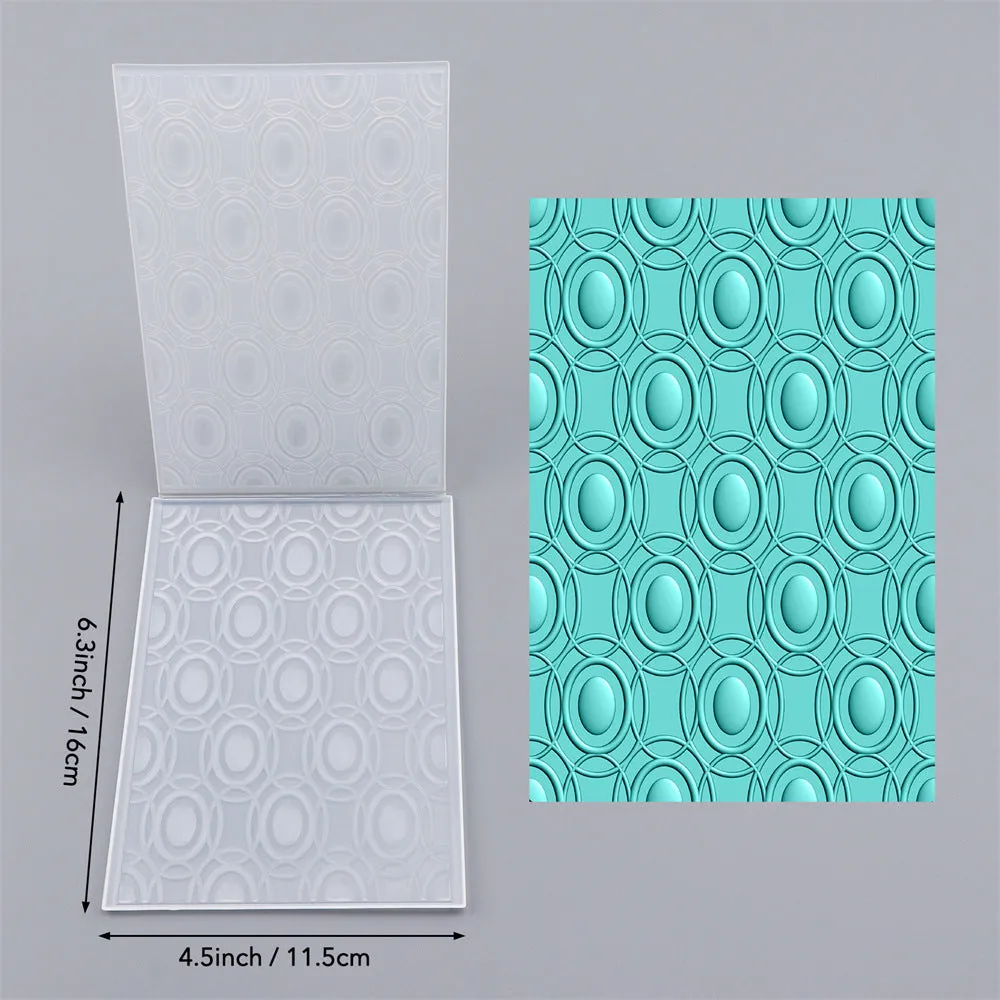 Plastic concave-convex embossing template, 11.5 x 16 cm, in colour AT0110, with raised and recessed pattern for DIY crafting