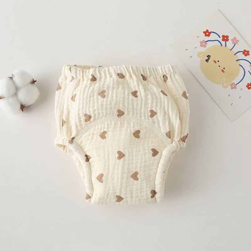 Pure cotton gauze baby training pants with waterproof layer, printed design, size 100 for 11.5-14kg toddlers
