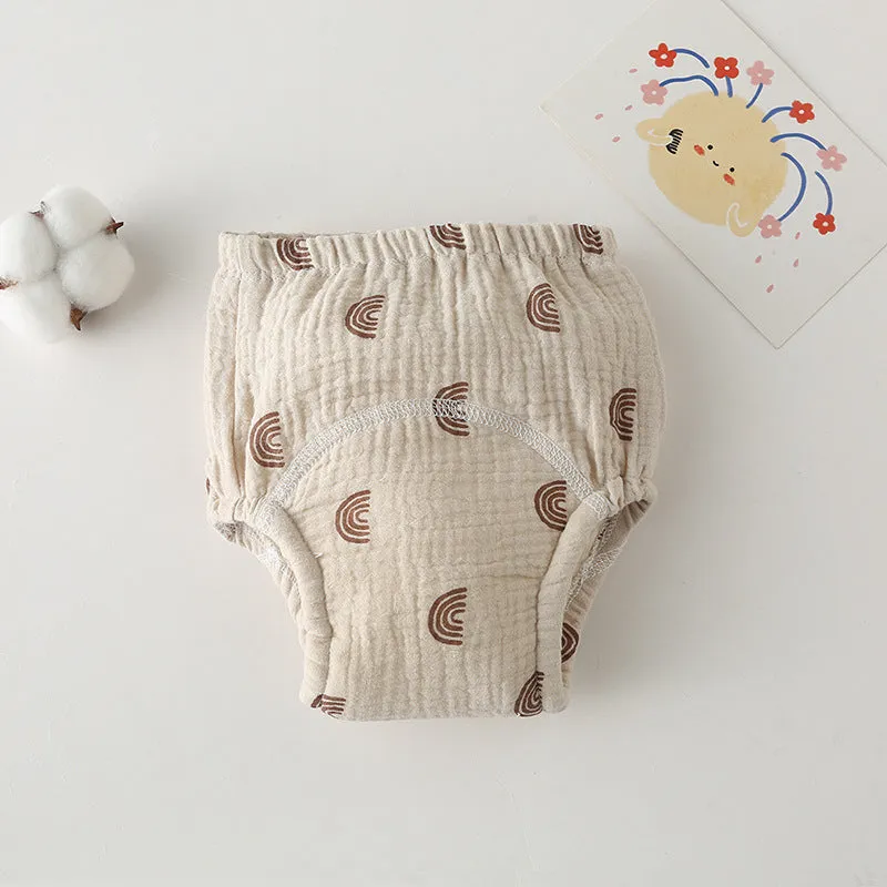 Pure cotton gauze baby training pants with waterproof layer, printed design, size 100 for 11.5-14kg toddlers