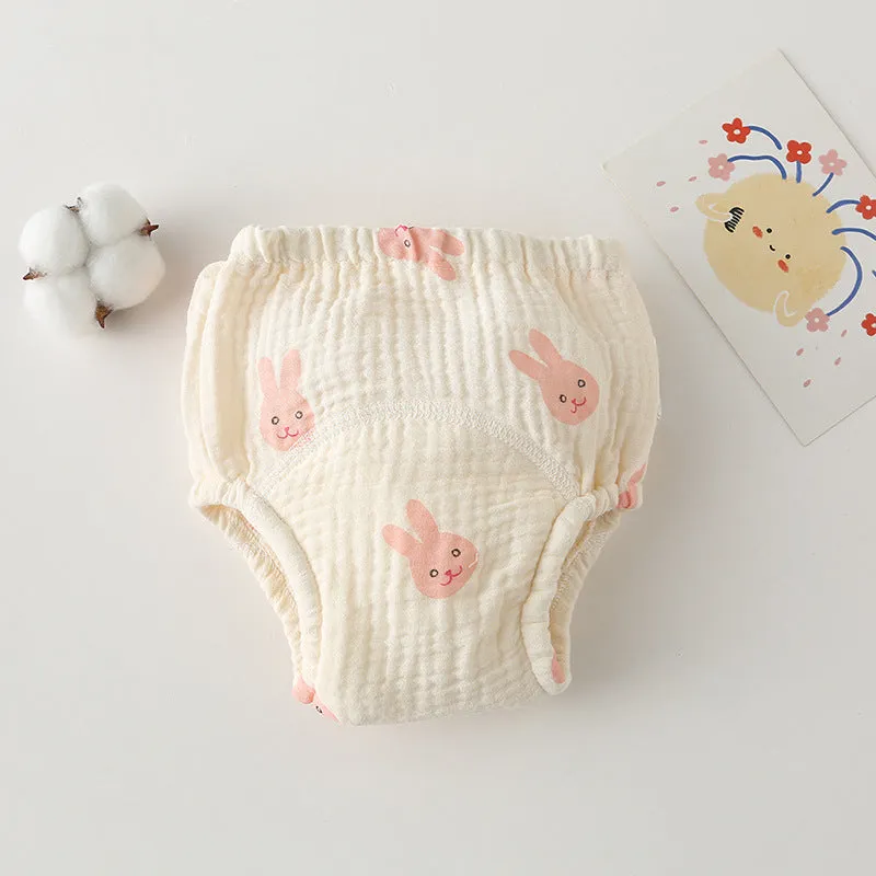 Pure cotton gauze baby training pants with waterproof layer, printed design, size 100 for 11.5-14kg toddlers
