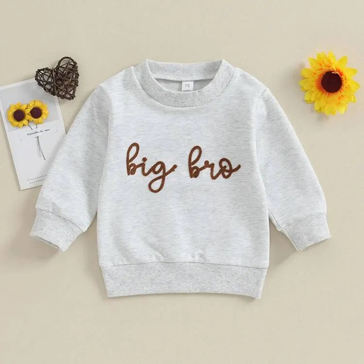 Grey cotton infant toddler long sleeve one-piece sweater jumpsuit with alphabet embroidery for 60-120cm