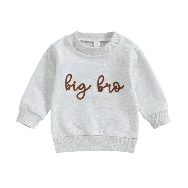 Grey cotton infant toddler long sleeve one-piece sweater jumpsuit with alphabet embroidery for 60-120cm