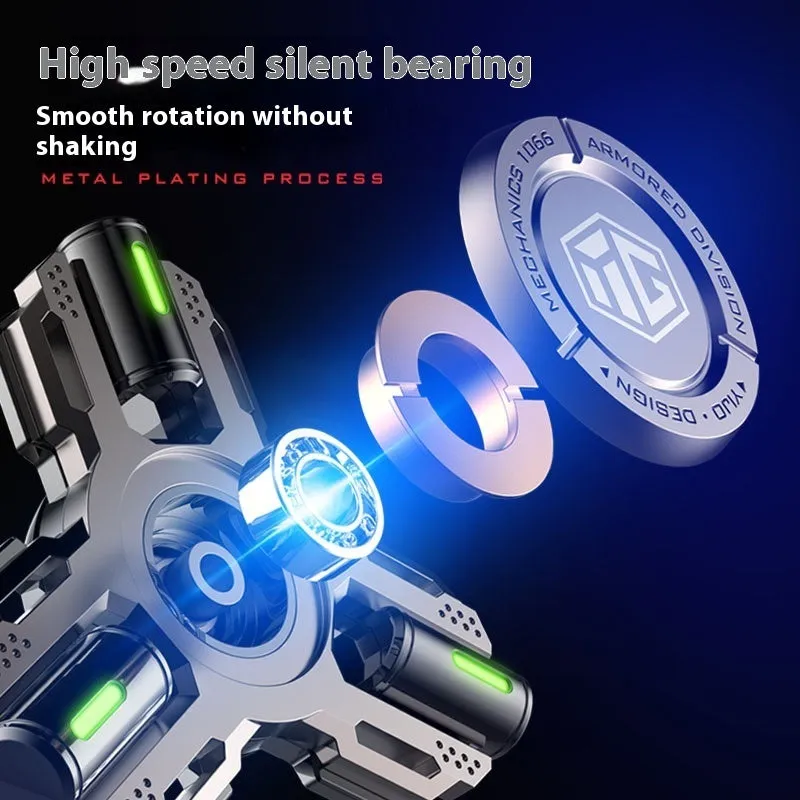 Glowing alloy fingertip spinning top in space silver luminous edition on desk