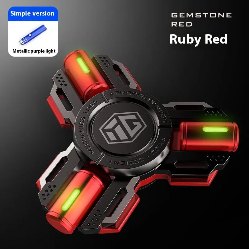 Glowing alloy fingertip spinning top in space silver luminous edition on desk