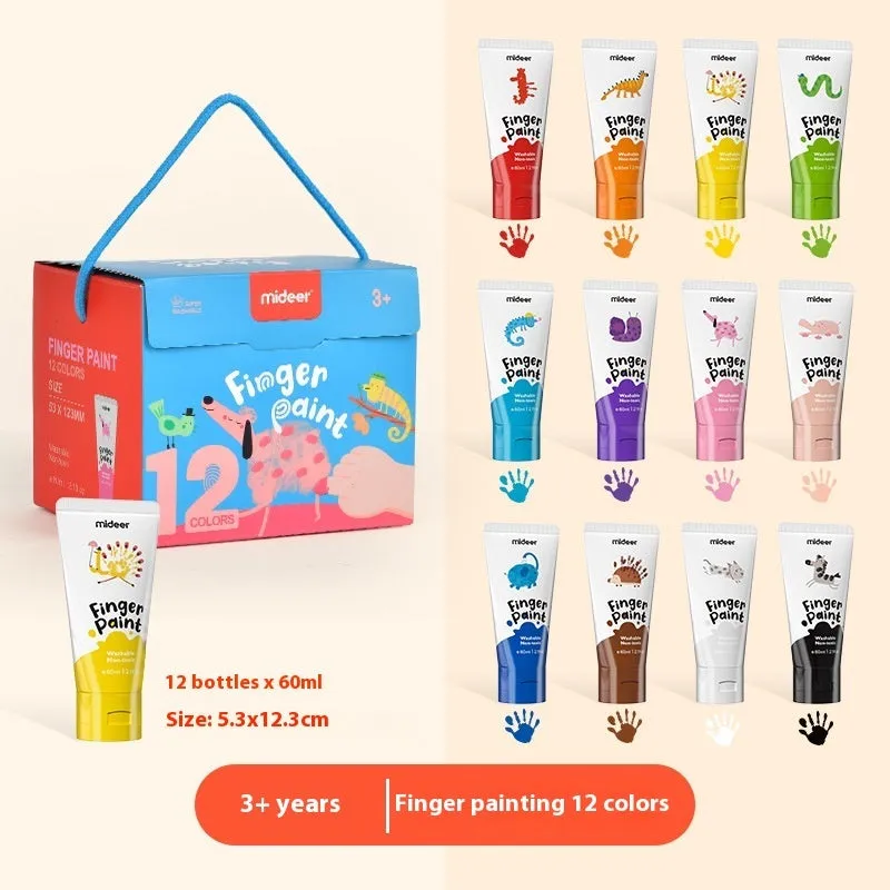Washable finger painting graffiti tool set in colour box for children 4-6 years old