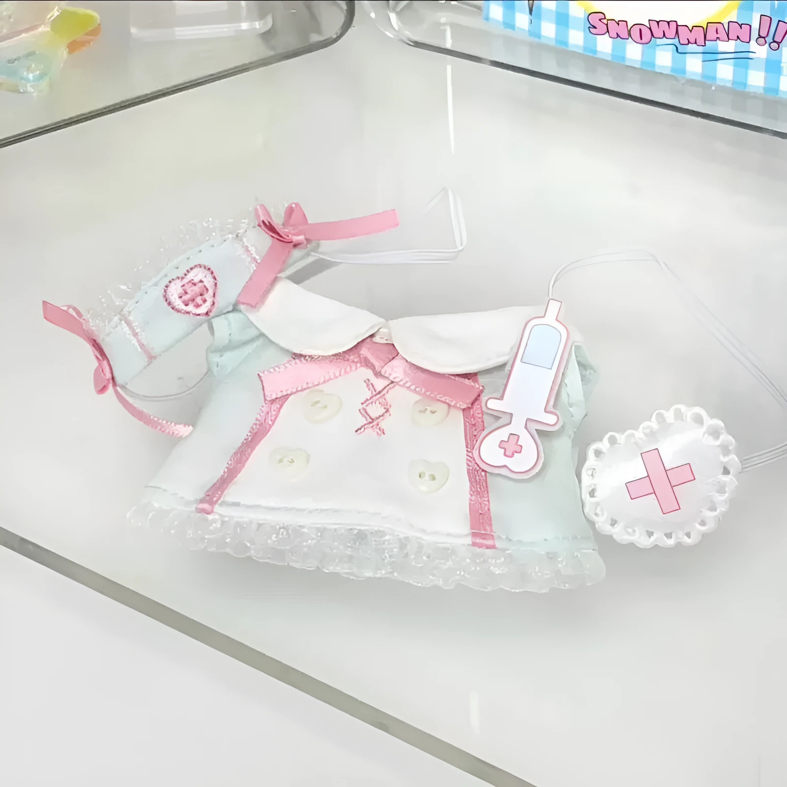 Little Nurse Suit cotton doll clothes designed for 10cm height dolls, small hand guard colour