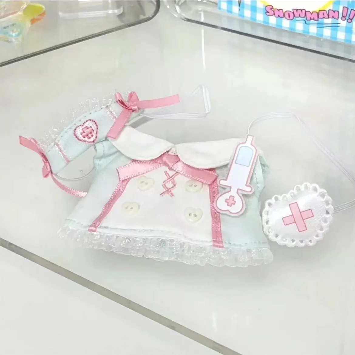 Little Nurse Suit cotton doll clothes designed for 10cm height dolls, small hand guard colour