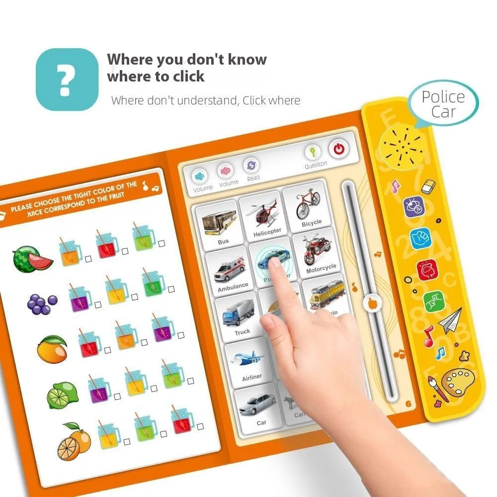 Yellow ABS educational English point reading machine with click-to-read pen for touch reflection learning