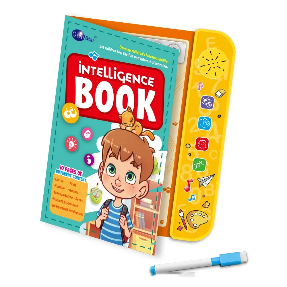 Yellow ABS educational English point reading machine with click-to-read pen for touch reflection learning