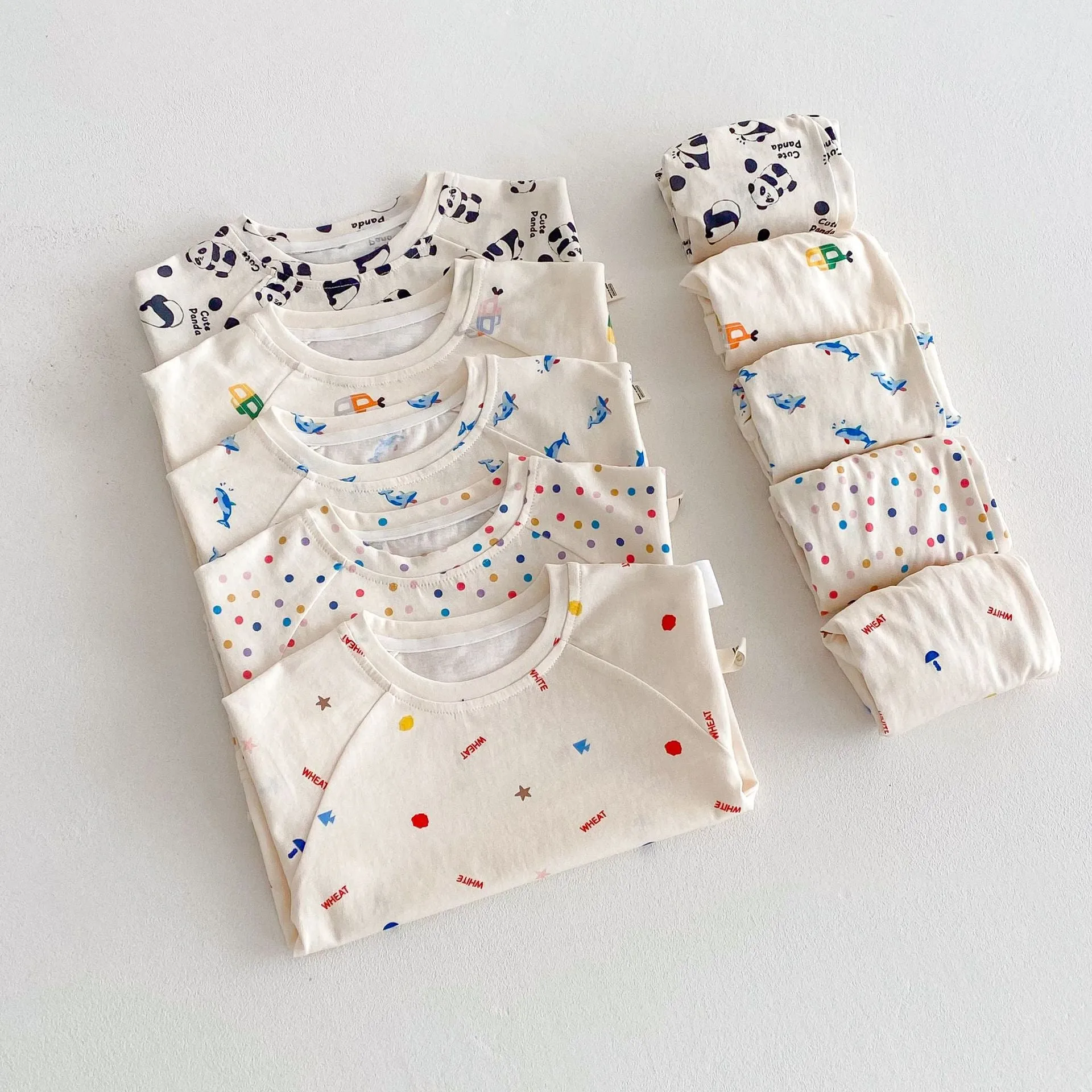 Baby summer cotton two-piece set with cartoon T-shirt and shorts in submarine print