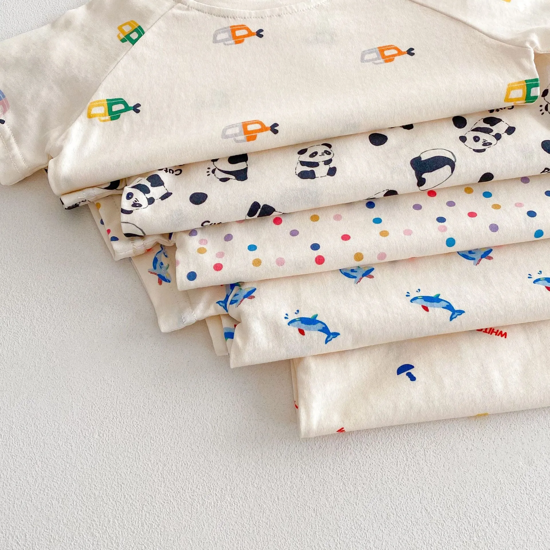 Baby summer cotton two-piece set with cartoon T-shirt and shorts in submarine print