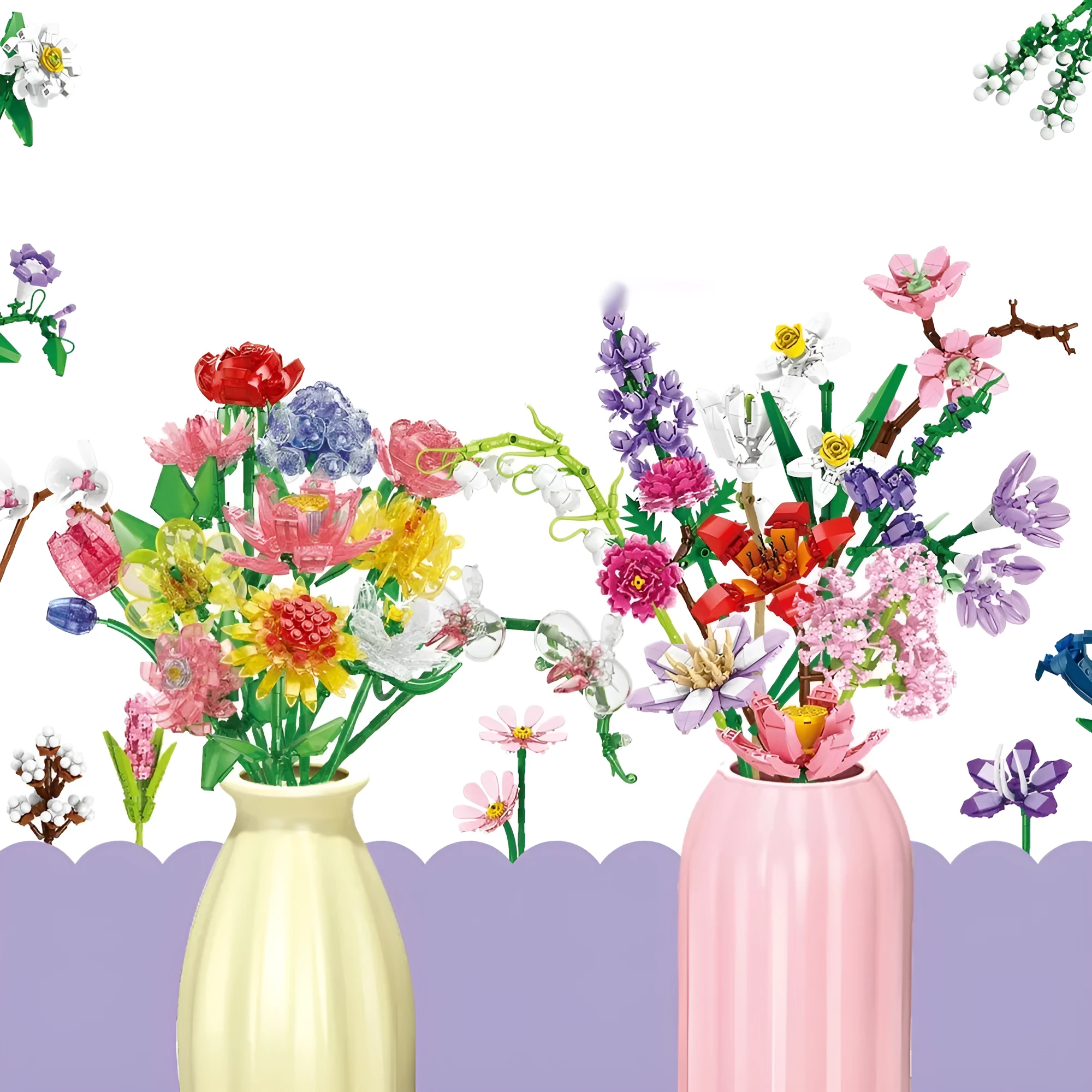 Building block flower small particle assembly toy plastic set for teenagers 7-14 years multicolour flower options