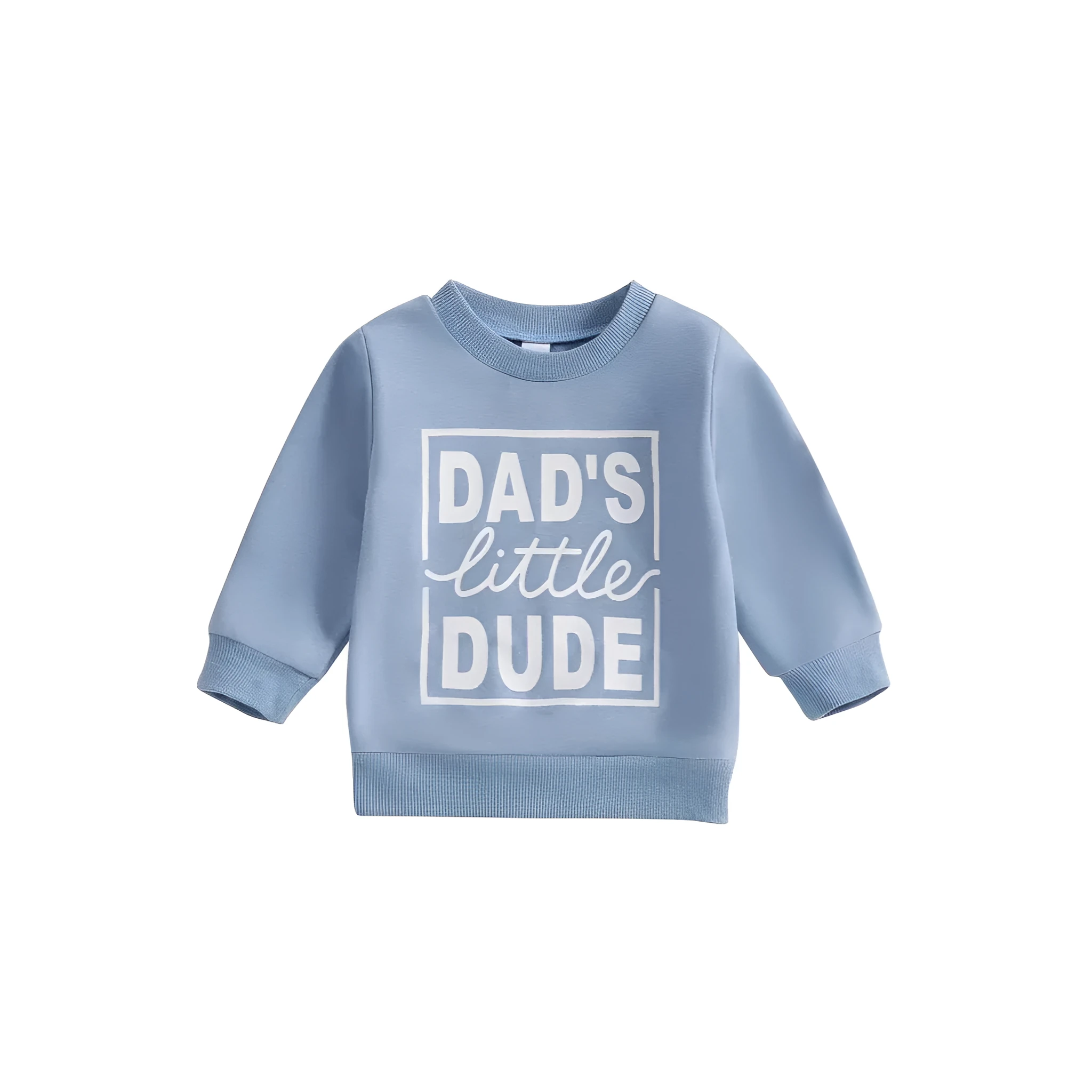 Dads Little Dude long-sleeved cotton sweater for baby boys with letter design, blue colour